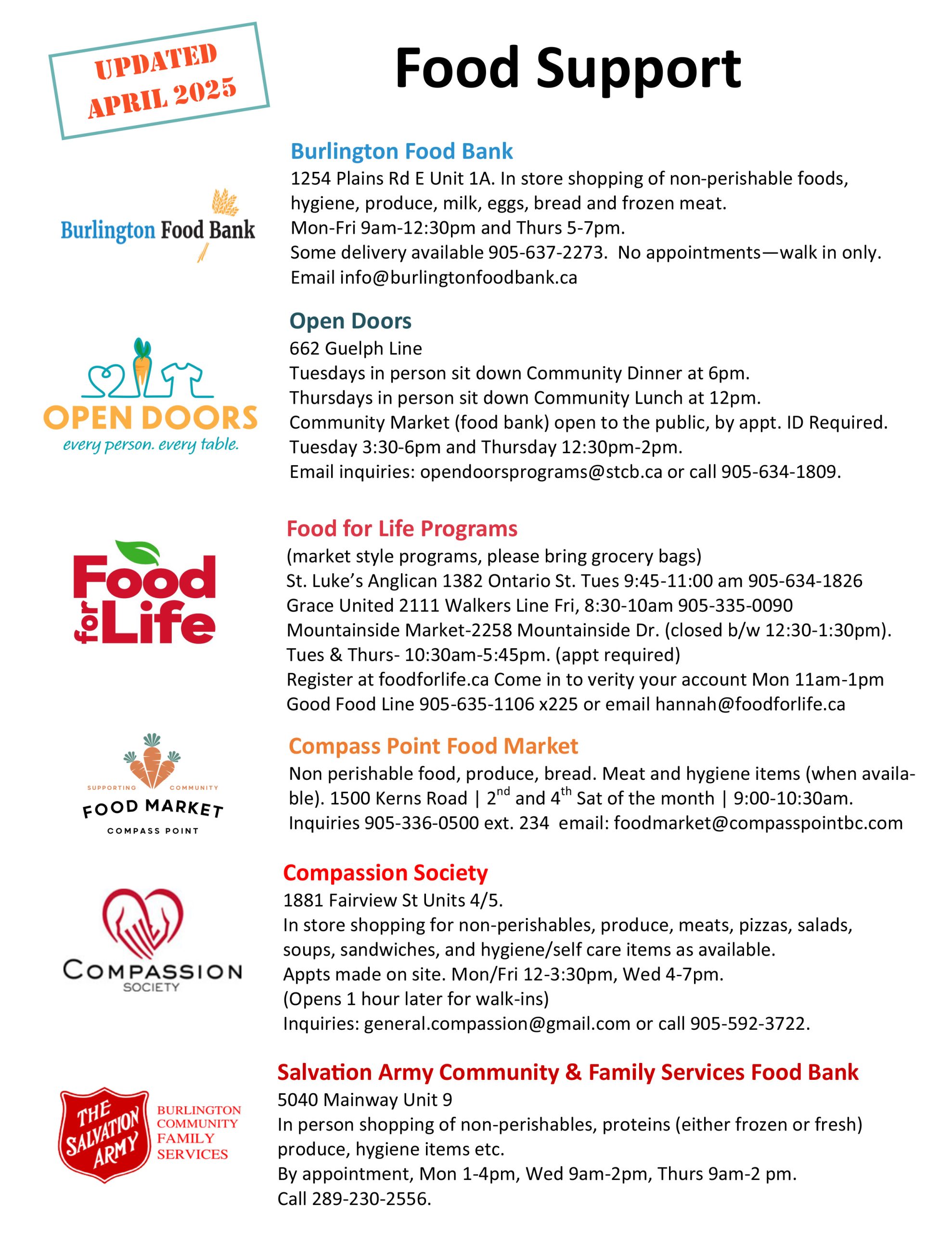 Food Support - Updated April 2025